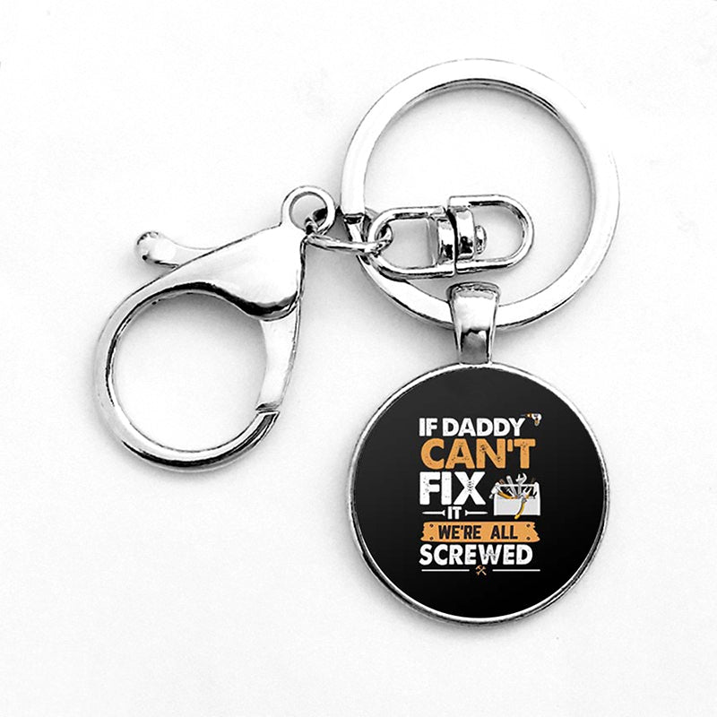 Funny Dad Tools Keychain With Clasp Fashion Round Glass Dome Pendant Keychain - Frazeshop