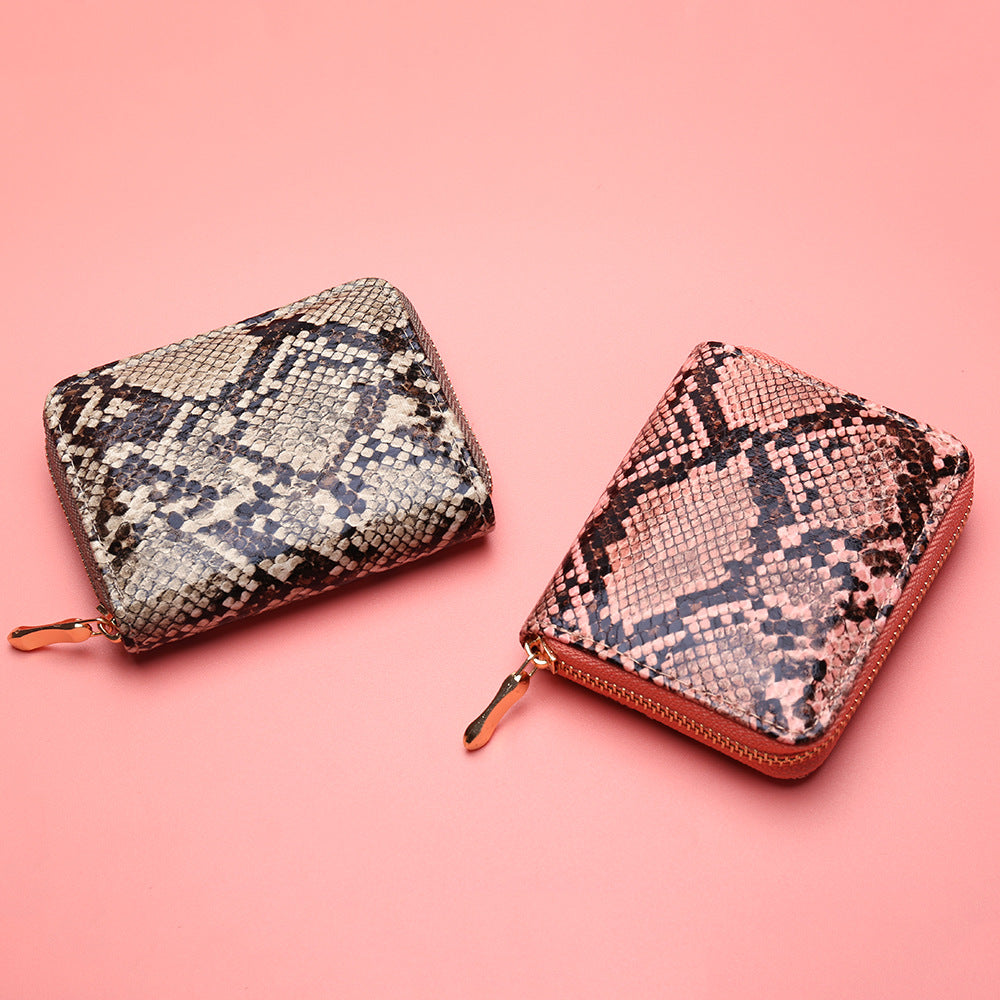 Snakeskin Wallet Women Zipper Coin Purse - Frazeshop