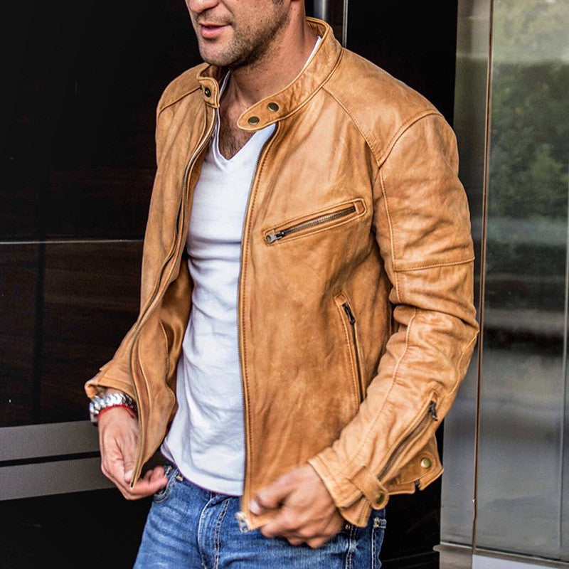 Punk Mens Motorcycle Leather Jacket - Frazeshop