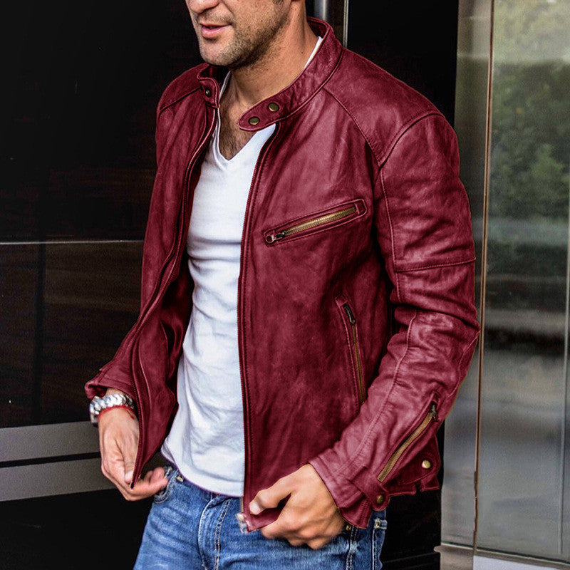 Punk Mens Motorcycle Leather Jacket - Frazeshop