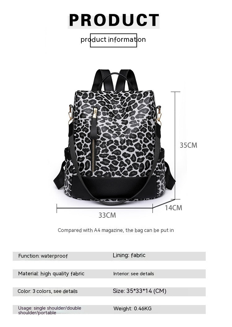 Animal Print Soft Leather Shoulder Bag/ Backpack - Frazeshop