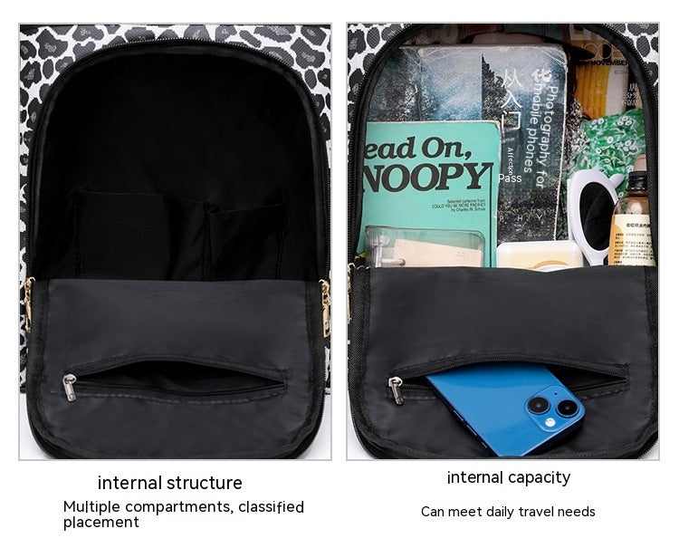 Animal Print Soft Leather Shoulder Bag/ Backpack - Frazeshop