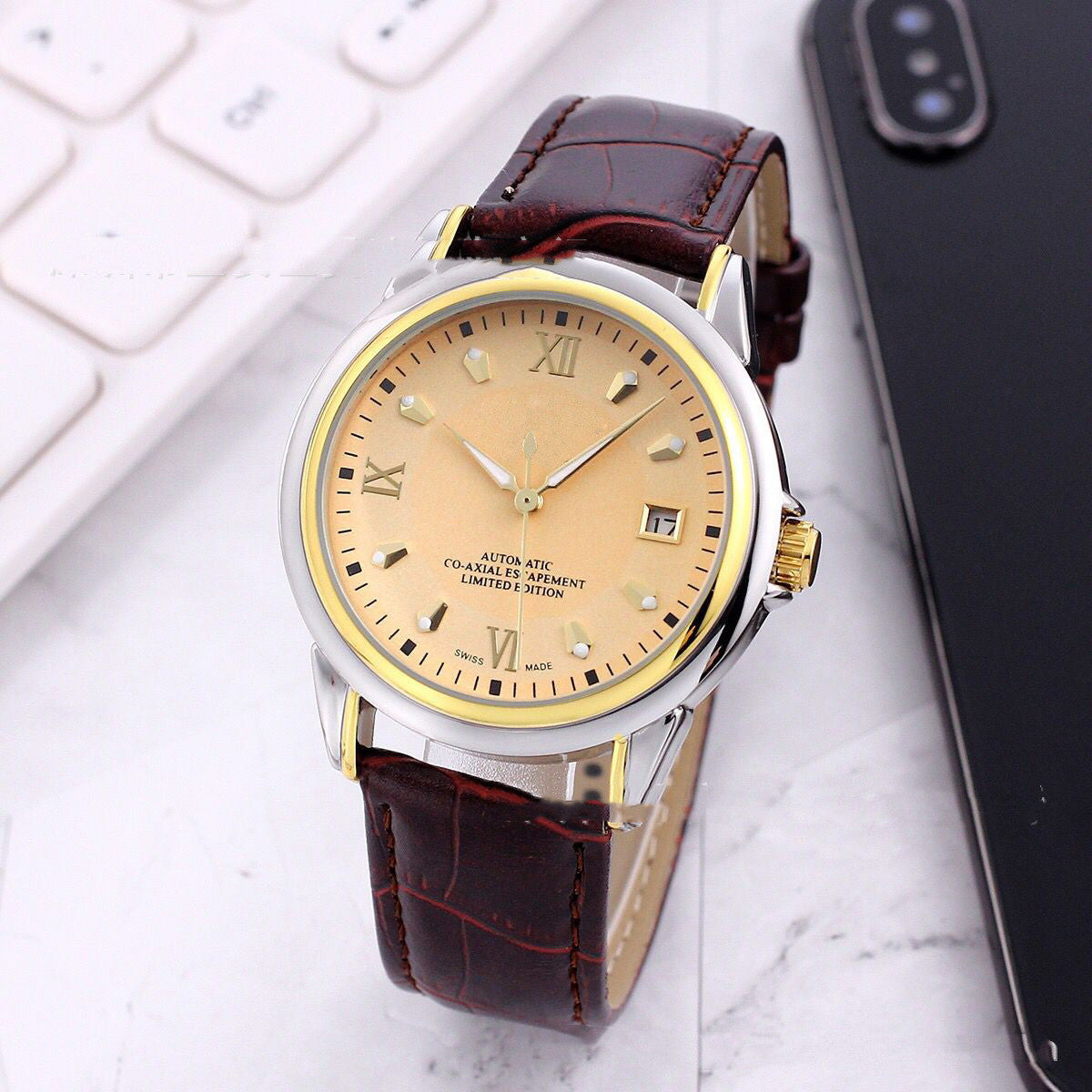 Mens Transparent Skeleton Mechanical Automatic Casual Watch - Frazeshop