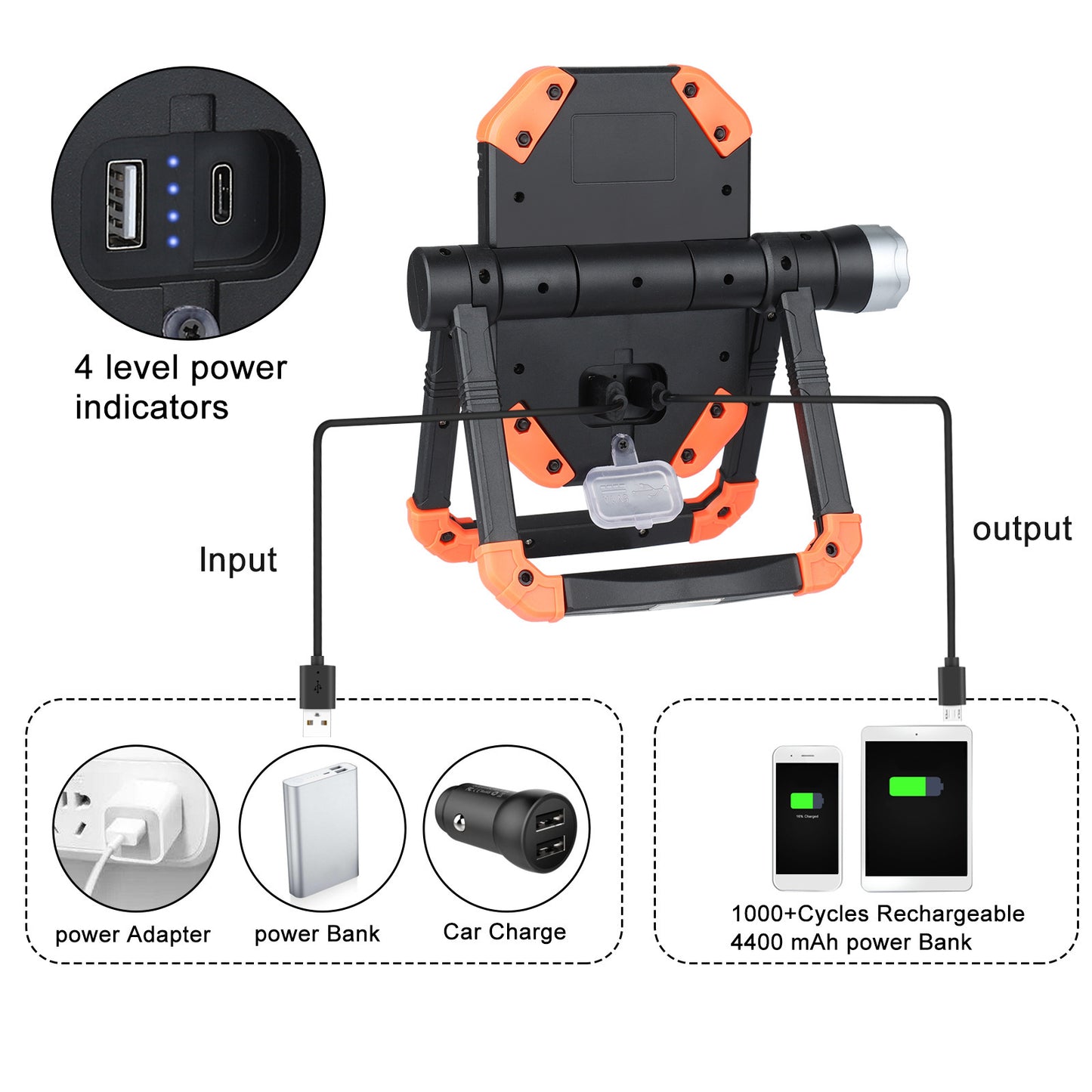 Flashlight Work Light Brightness High Hand Hanging Garage Maintenance Fishing - Frazeshop