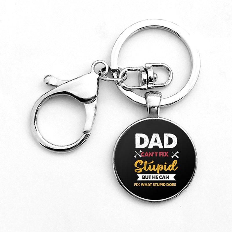 Funny Dad Tools Keychain With Clasp Fashion Round Glass Dome Pendant Keychain - Frazeshop