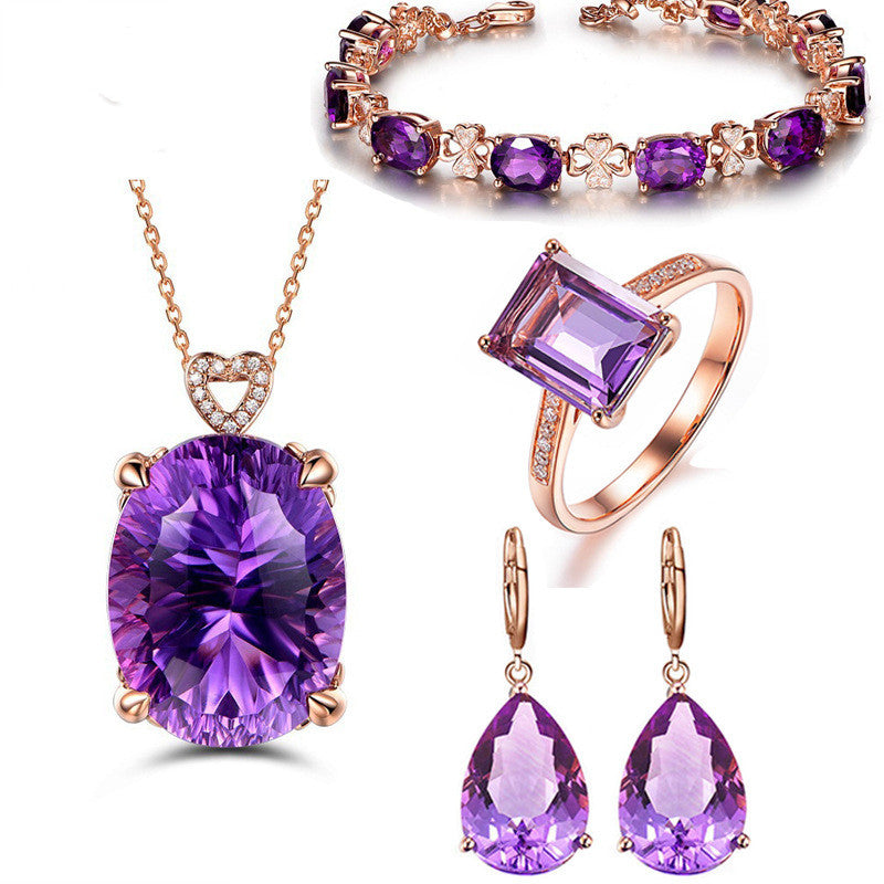 Square Amethyst Ring & Jewelry Set - Frazeshop