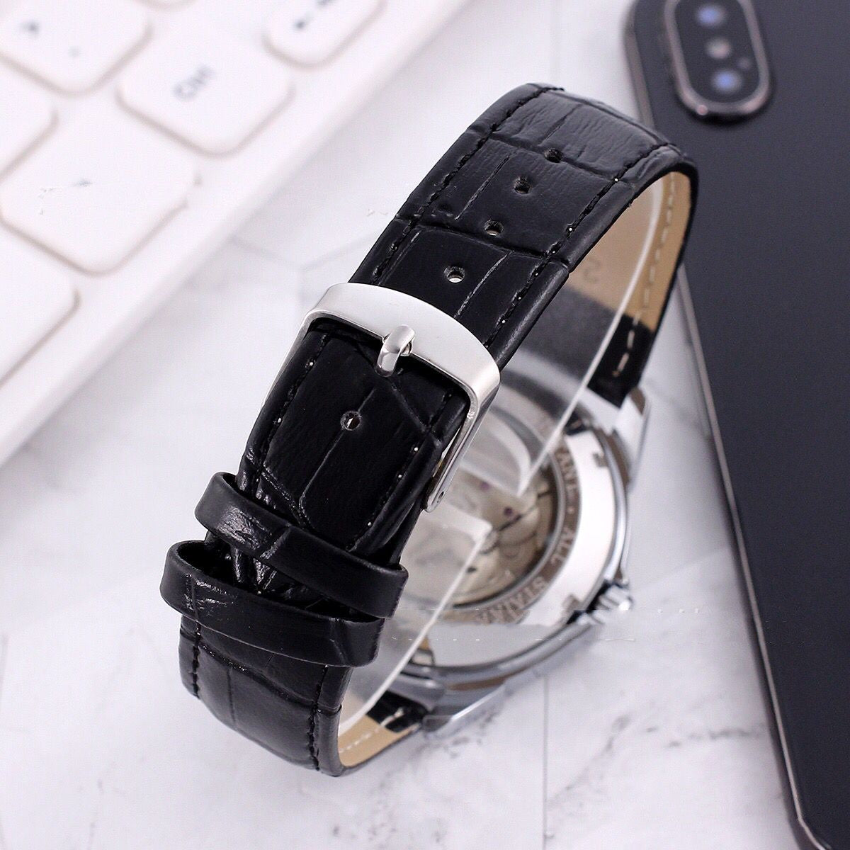 Mens Transparent Skeleton Mechanical Automatic Casual Watch - Frazeshop