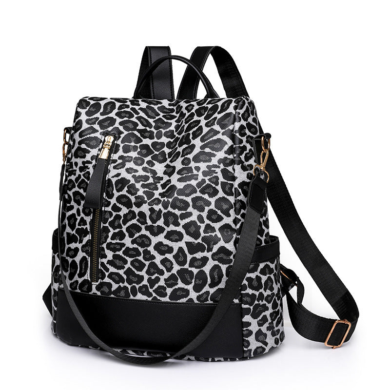 Animal Print Soft Leather Shoulder Bag/ Backpack - Frazeshop