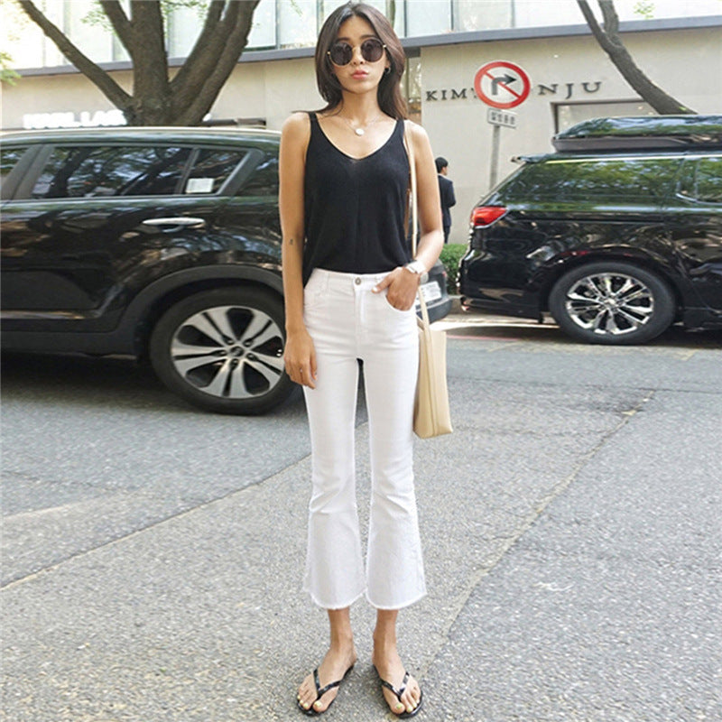 New Loose Elastic Eight Points Bootcut Trousers - Frazeshop