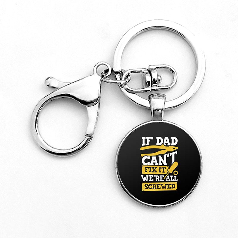 Funny Dad Tools Keychain With Clasp Fashion Round Glass Dome Pendant Keychain - Frazeshop