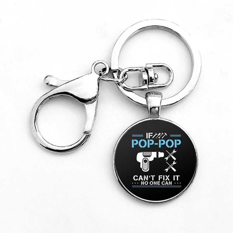 Funny Dad Tools Keychain With Clasp Fashion Round Glass Dome Pendant Keychain - Frazeshop