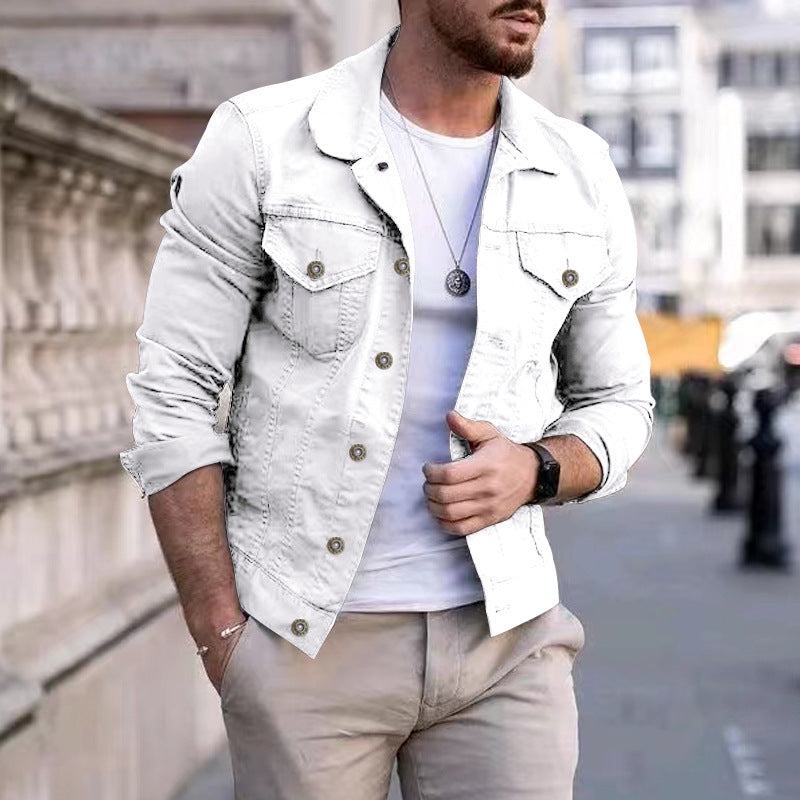 Mens Slim Fit Denim Lapel Jacket - Frazeshop