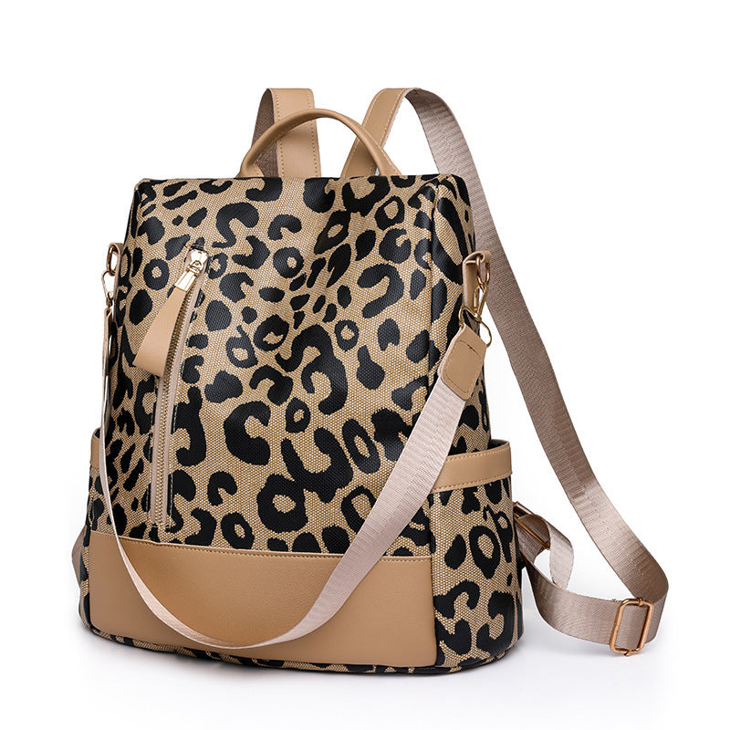 Animal Print Soft Leather Shoulder Bag/ Backpack - Frazeshop