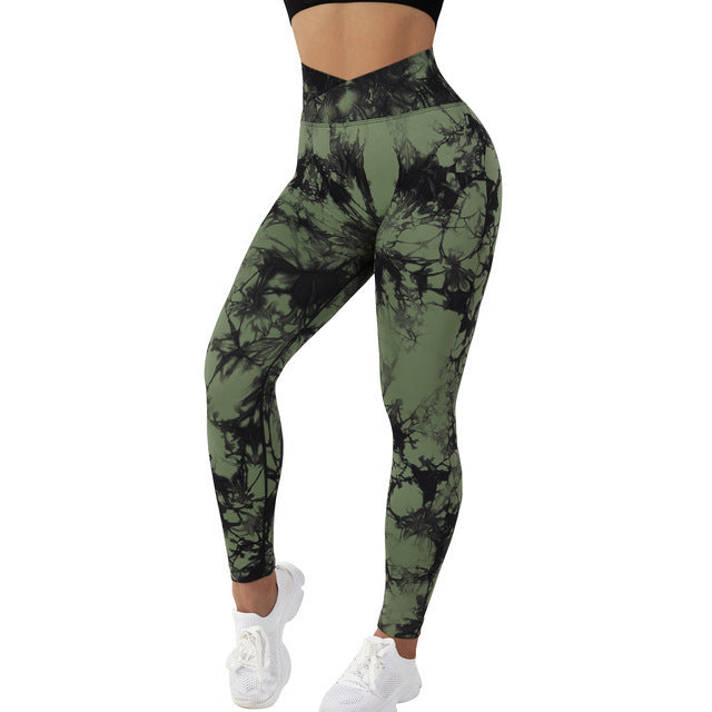 Seamless Tie Dye Leggings Women Yoga Pants Push Up Sport Fitness Running Gym Leggings - Frazeshop