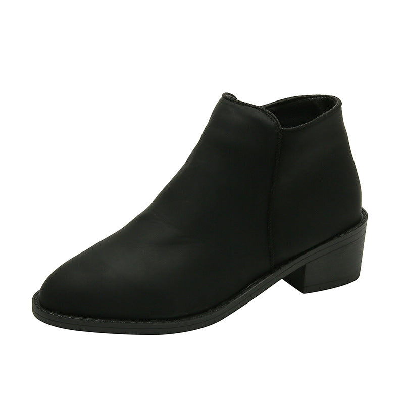 Mid Heel Ankle Boots (Waterproof with Side Zipper) - Frazeshop