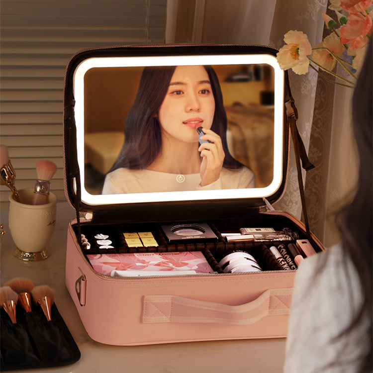 Smart LED Cosmetic Case With Mirror - Frazeshop