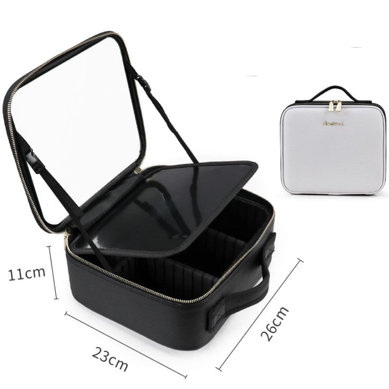 Smart LED Cosmetic Case With Mirror Cosmetic Bag Large Capacity Fashion Portable Storage Bag Travel Makeup Bags - Frazeshop