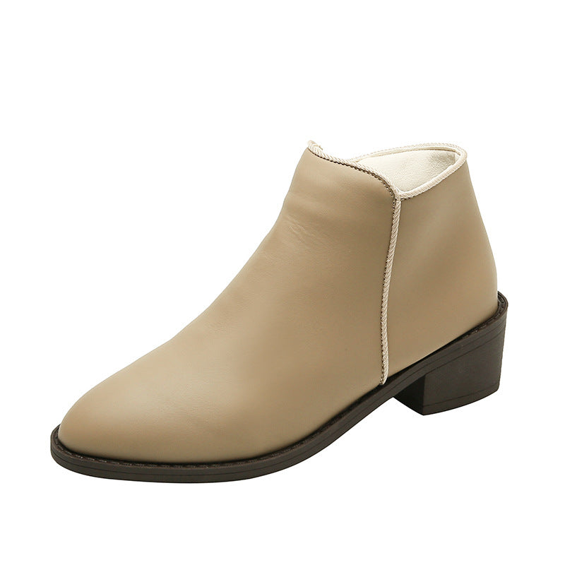 Mid Heel Ankle Boots (Waterproof with Side Zipper) - Frazeshop