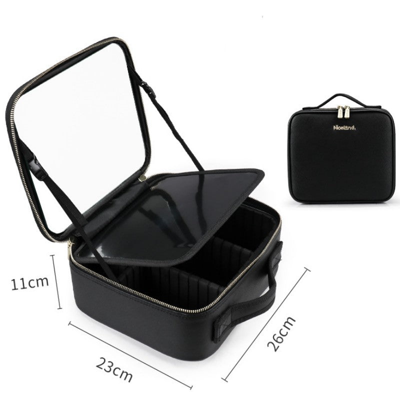 Smart LED Cosmetic Case With Mirror Cosmetic Bag Large Capacity Fashion Portable Storage Bag Travel Makeup Bags - Frazeshop
