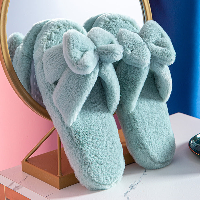 Bowknot Plush Slippers - Frazeshop