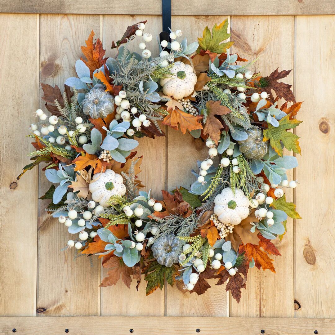 Thanksgiving/Autumn Leaf & Pumpkin Wreath