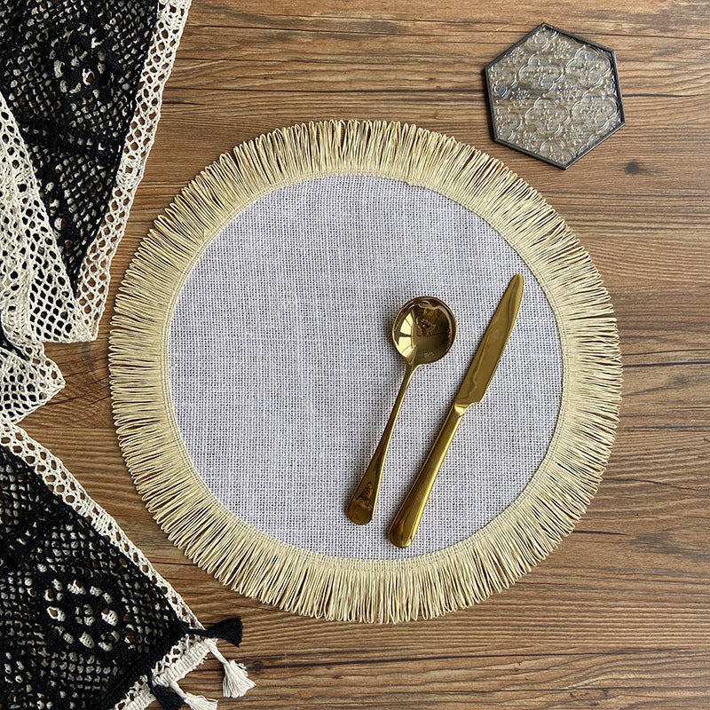 Home Decor Handwoven Jute Tassel Placemats - Frazeshop