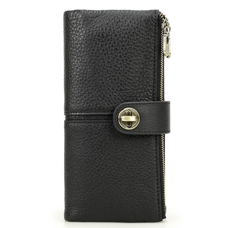 Long Buckle Cowhide Wallet - Frazeshop