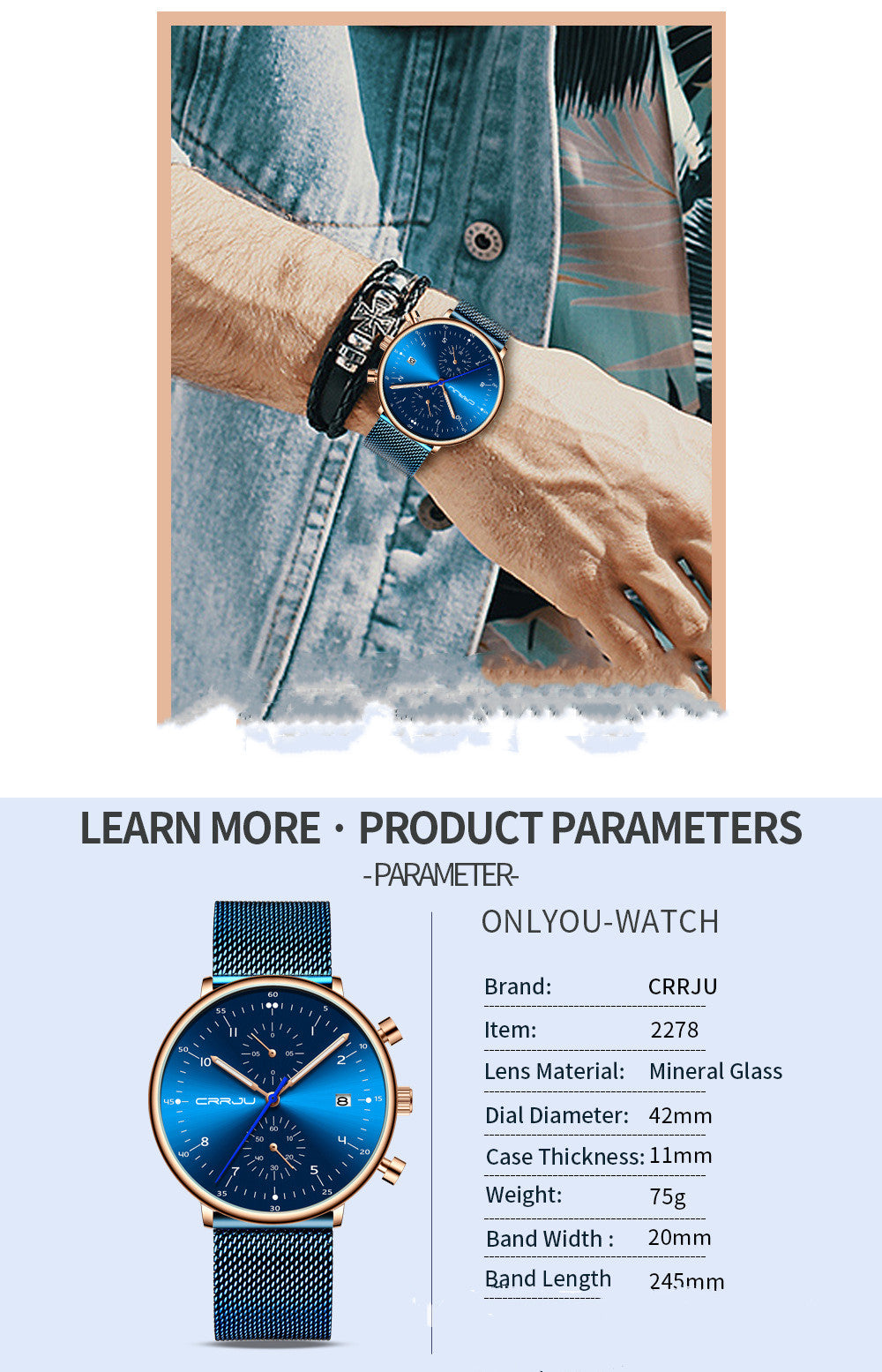 Men's Stainless Steel Wrist Watch - Frazeshop