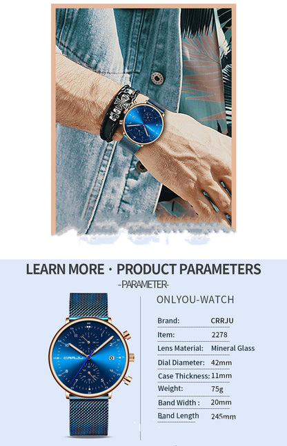 Men's Stainless Steel Wrist Watch - Frazeshop