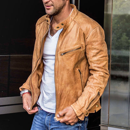 Punk Mens Motorcycle Leather Jacket - Frazeshop