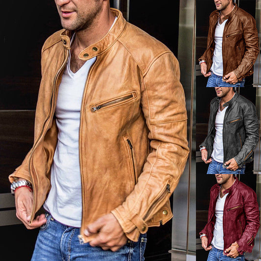 Punk Mens Motorcycle Leather Jacket - Frazeshop