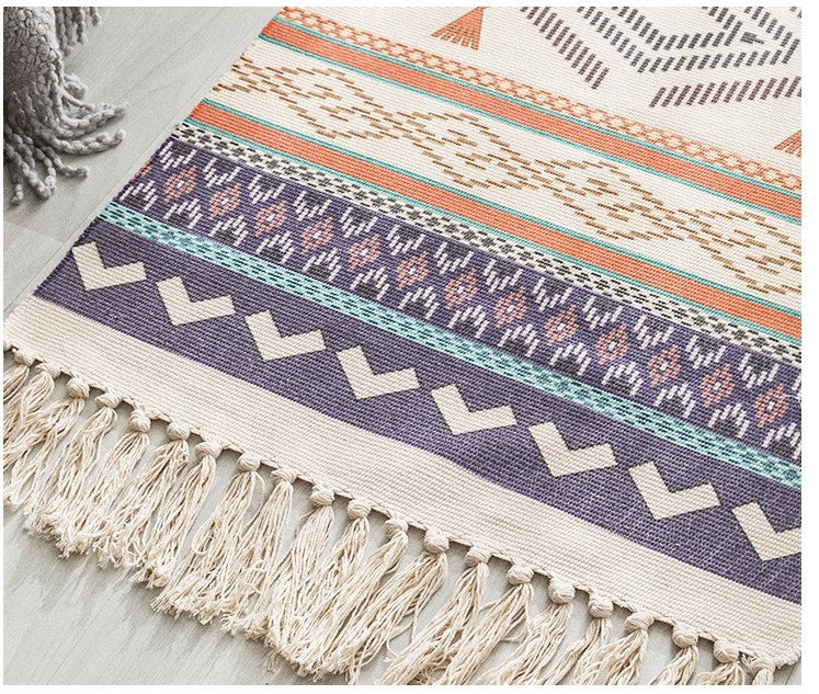 Hand Woven Cotton Linen Bohemian Rug - Frazeshop