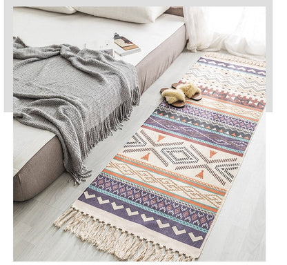 Hand Woven Cotton Linen Bohemian Rug - Frazeshop