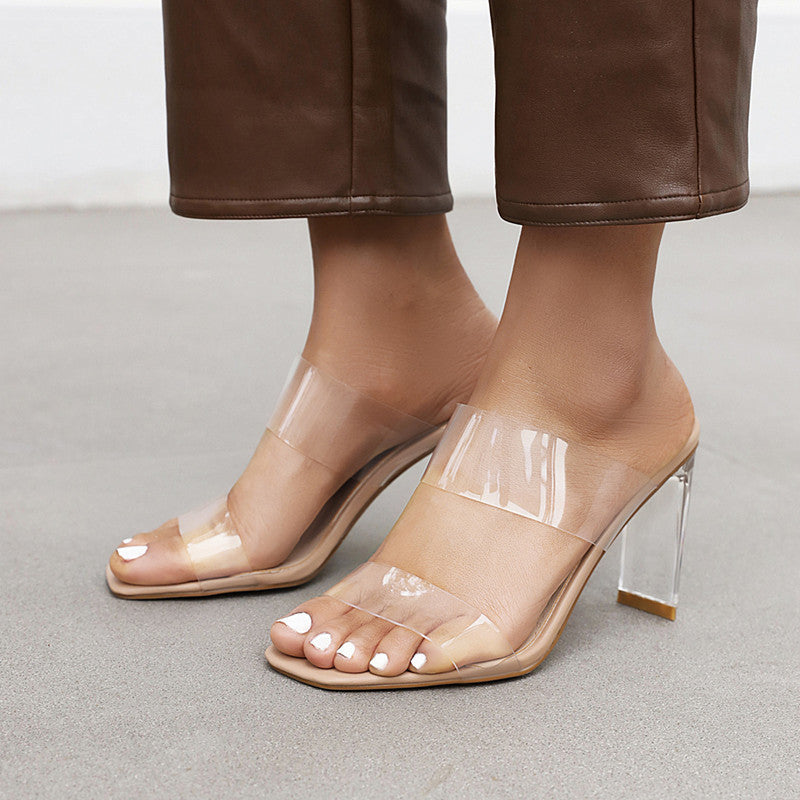 Transparent Crystal High Heel Sandals - Frazeshop