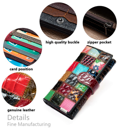 Genuine Leather Patched Women's Wallet - Frazeshop