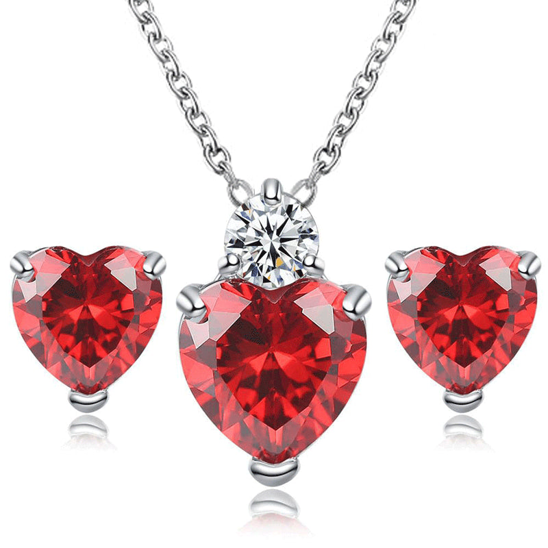 Heart Necklace and Earring Set - Frazeshop