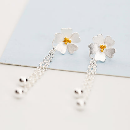 Sterling Silver Cherry Blossom Earrings - Frazeshop