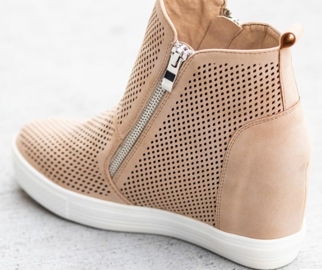 Fashionable ankle boot shoes | High-top Wedge Sneakers - Frazeshop