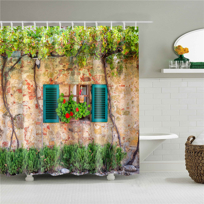 Garden Flowers Scenery Shower Curtains (Waterproof & Washable Fabric)