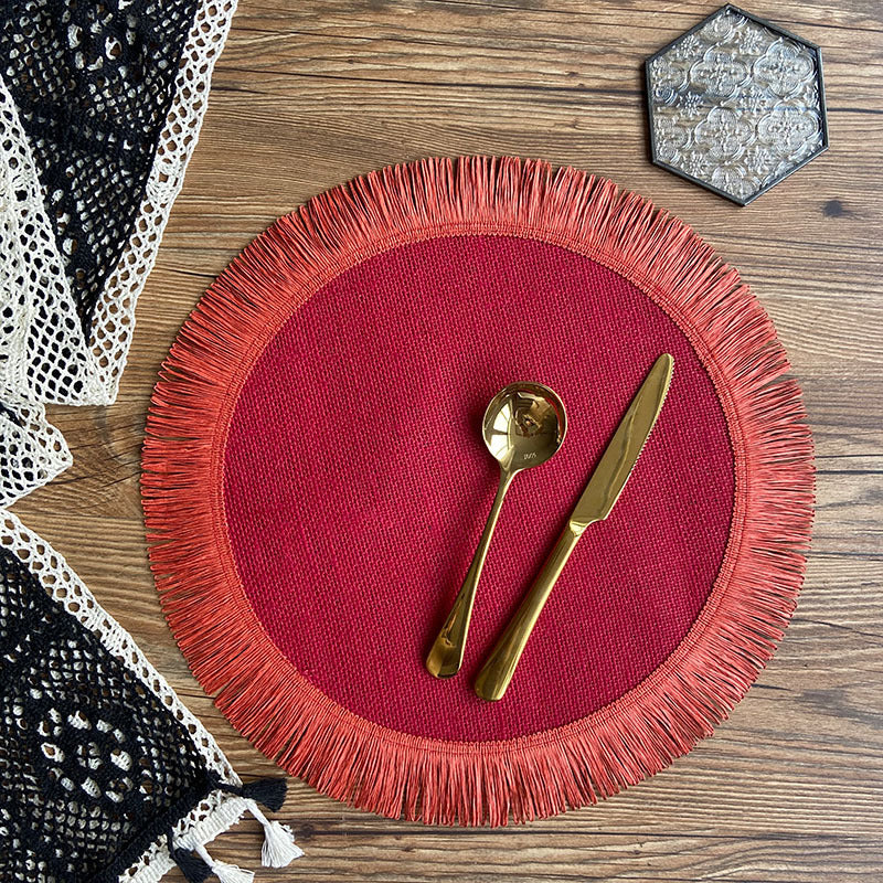 Home Decor Handwoven Jute Tassel Placemats - Frazeshop