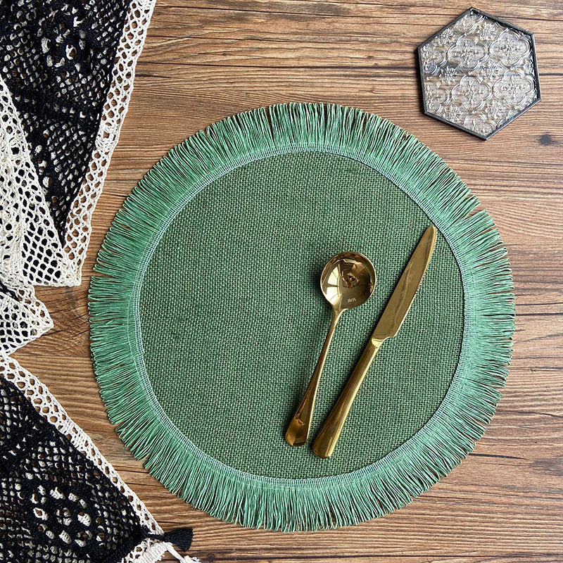 Home Decor Handwoven Jute Tassel Placemats - Frazeshop