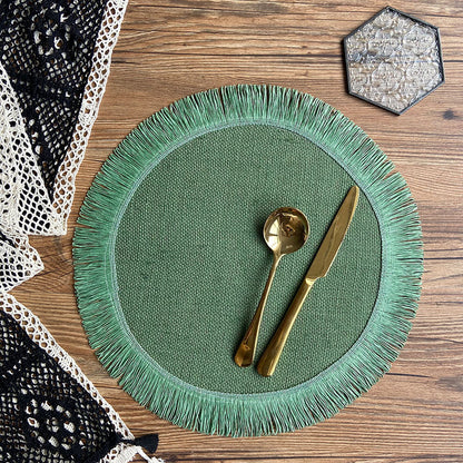 Home Decor Handwoven Jute Tassel Placemats - Frazeshop