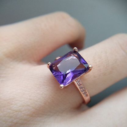 Square Amethyst Ring & Jewelry Set - Frazeshop