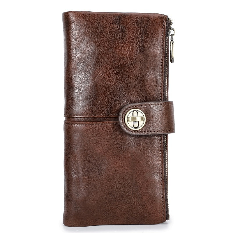 Long Buckle Cowhide Wallet - Frazeshop