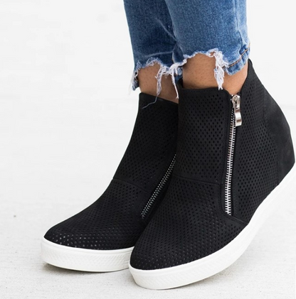 Fashionable ankle boot shoes | High-top Wedge Sneakers - Frazeshop