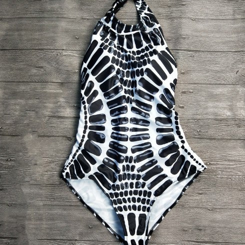 One-piece Printed Backless Swimsuit - Frazeshop