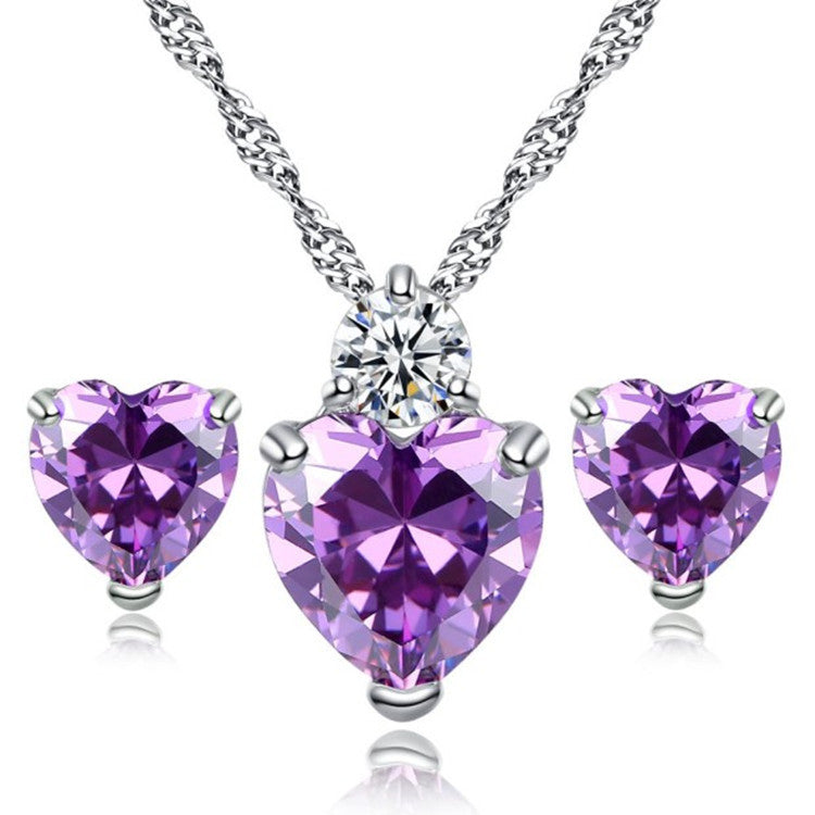 Heart Necklace and Earring Set - Frazeshop