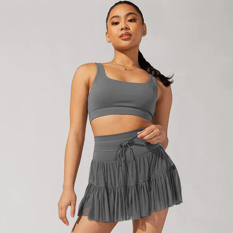 High Waist Lace-up Sports Skirt - Frazeshop