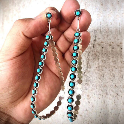 Hollowed-out Large Teardrop Turquoise Earrings