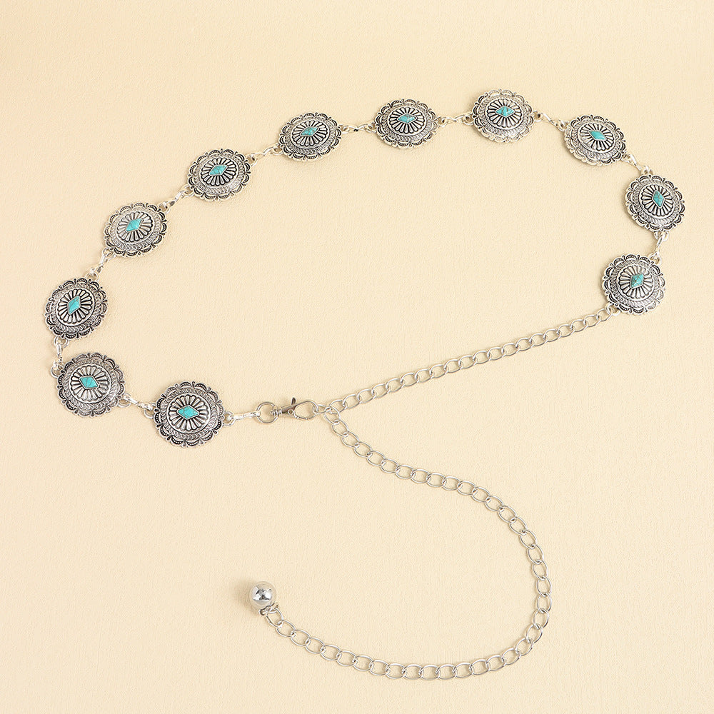 Turquoise Inlaid Waist Chain - Frazeshop